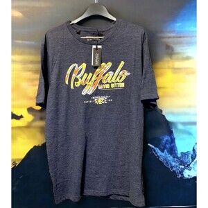 New Men's Large Buffalo David Bitton Men's Short Sleeve T-Shirt Gray Yellow New